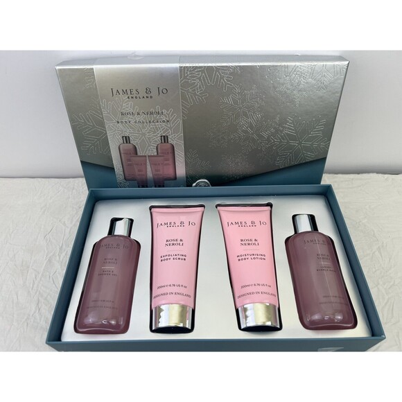 James & Jo ENGLAND Blush Peony & Rose Bath & Body Set Exfoliating & Moisturizing - Picture 1 of 5